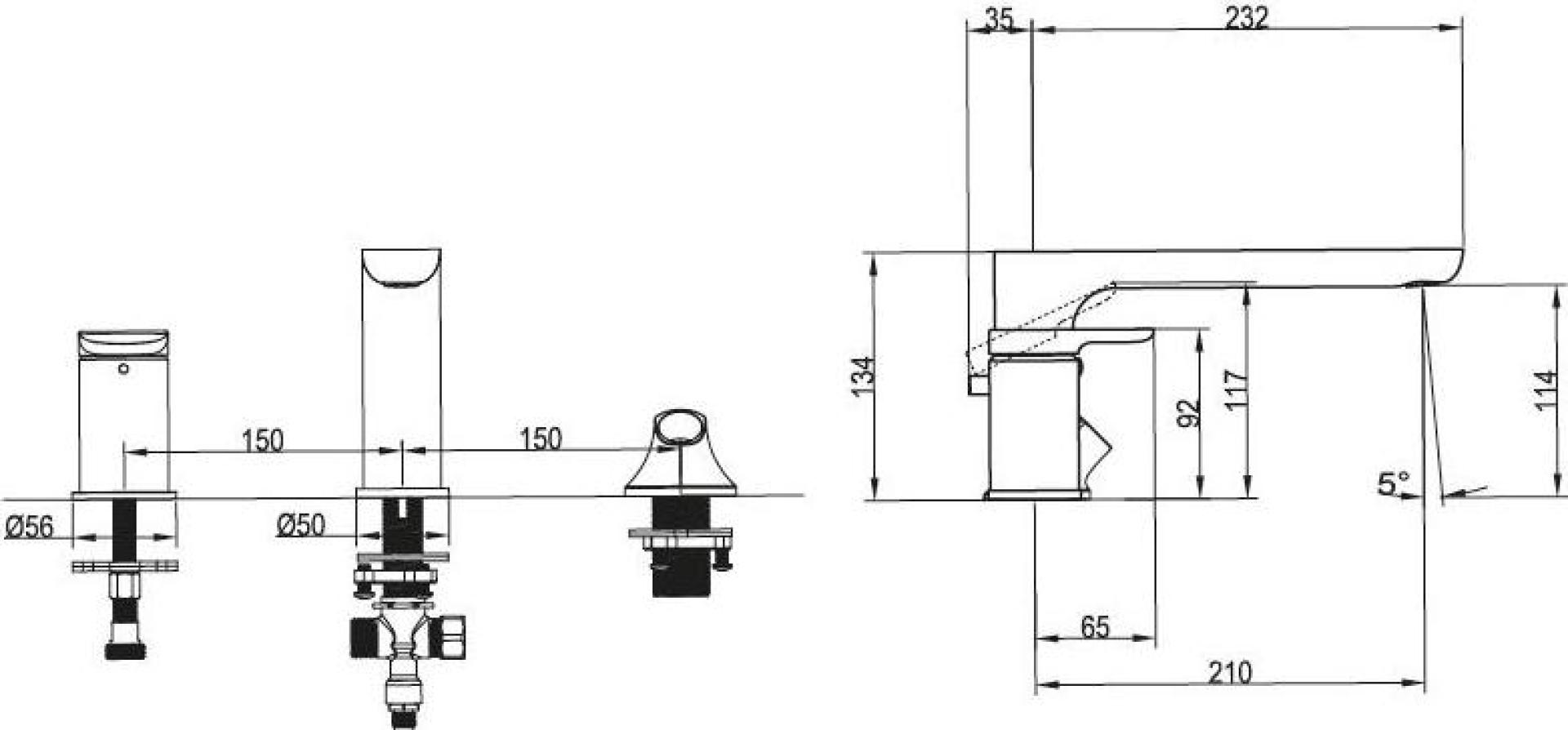 Смеситель для ванны Villeroy & Boch O.NOVO TVT10400200061