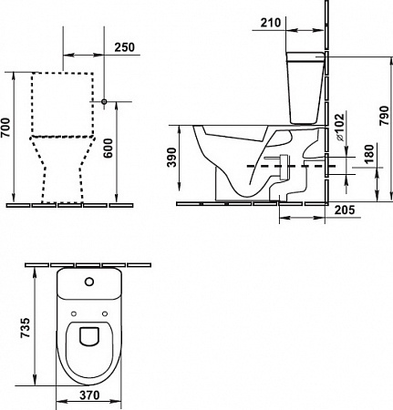 Унитаз наполный Villeroy & Boch Hommage 6662 10R1 alpin с бачком 7721 16 R1 alpin