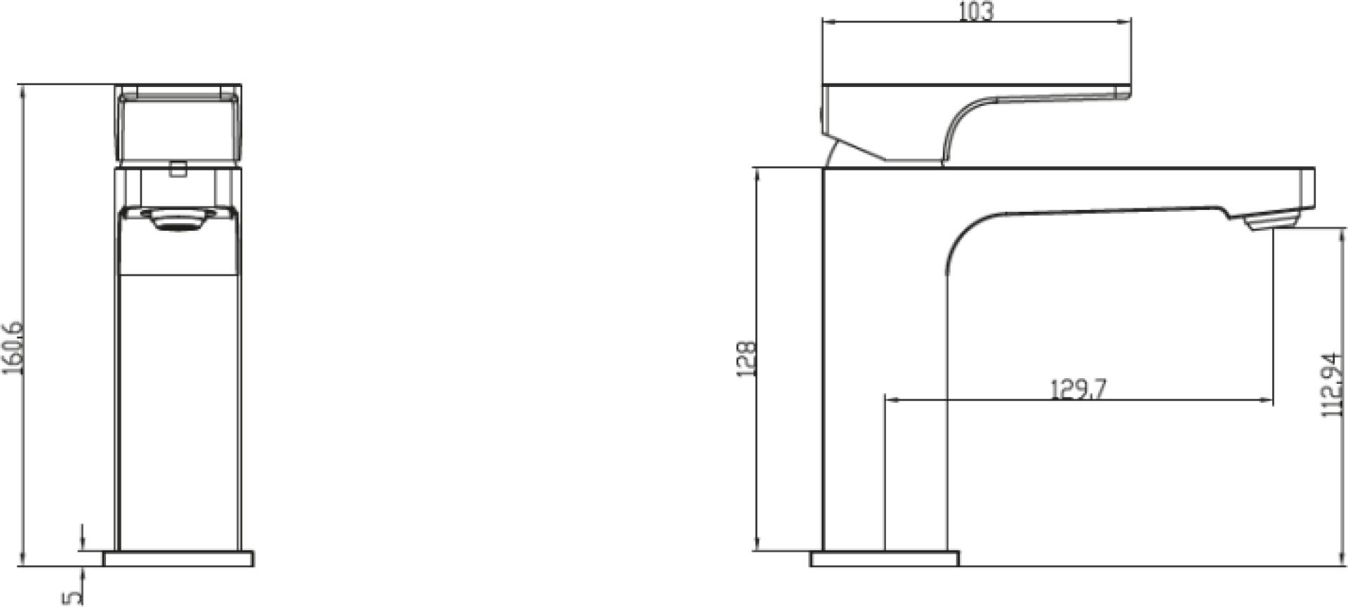 Смеситель Villeroy & Boch Architectura Square TVW12500400061 для раковины, хром