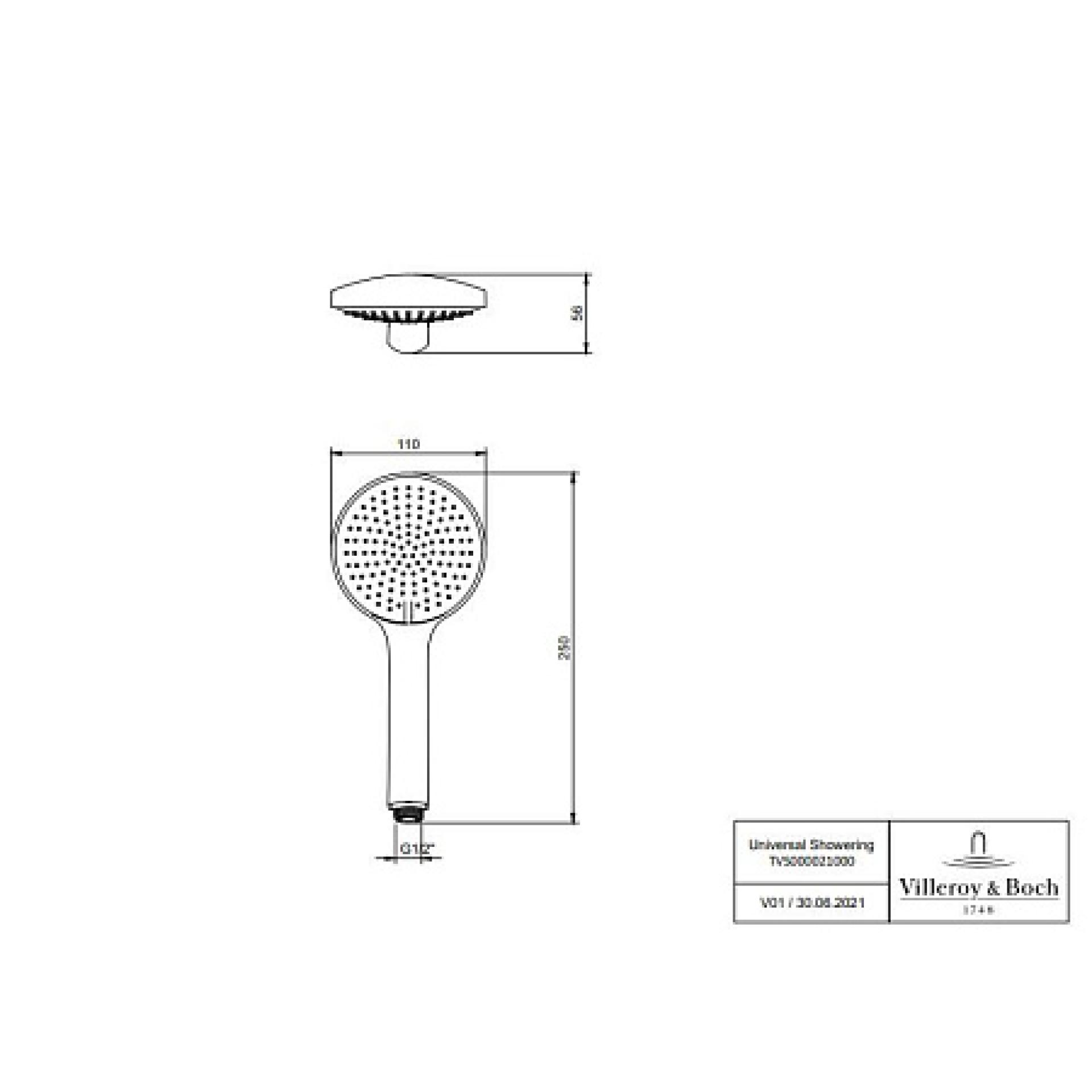 Душевая лейка Villeroy&Boch Universal TVS00002200061 хром, белый