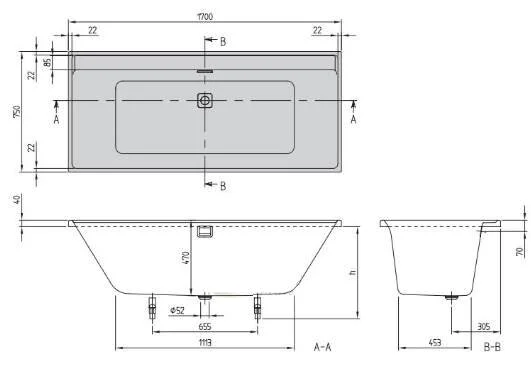 Акриловая ванна Villeroy & Boch Collaro UBA170COR2JV-RW