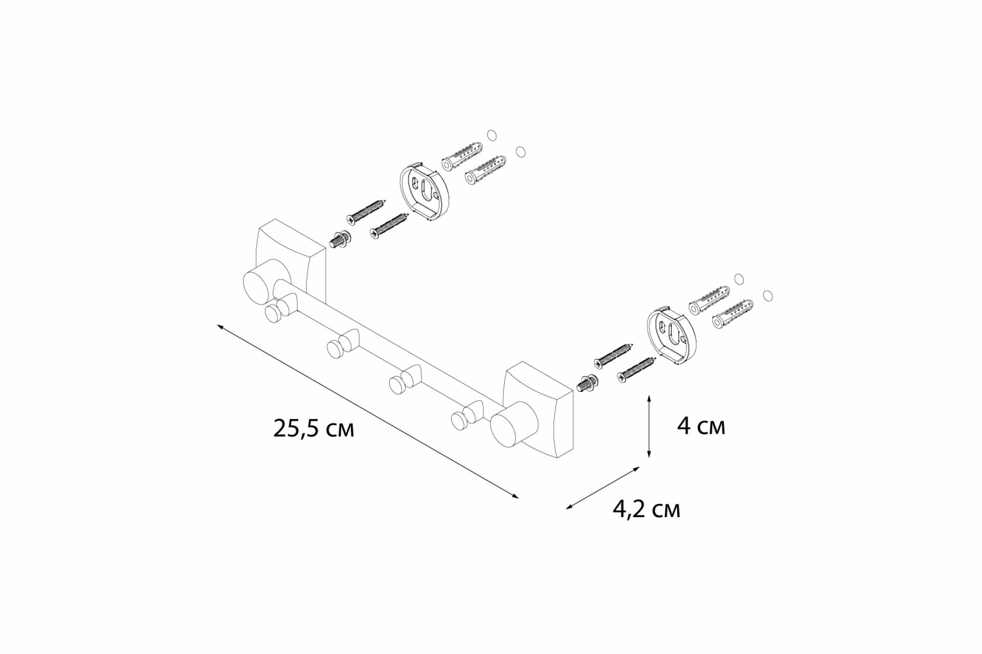 Планка FIXSEN Kvadro 4 крючка FX-61305-4