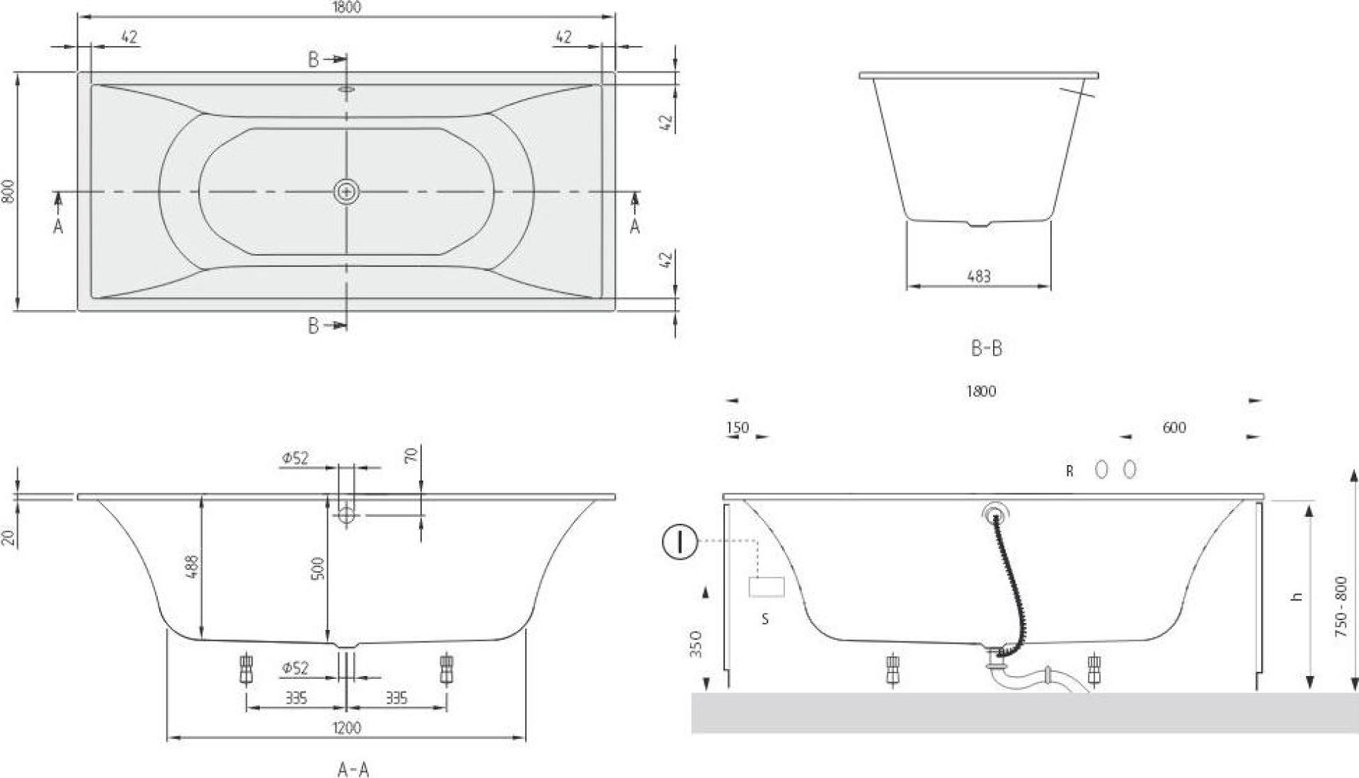 Квариловая ванна 180х80 Villeroy & Boch La belle UBQ180LAB2V-01