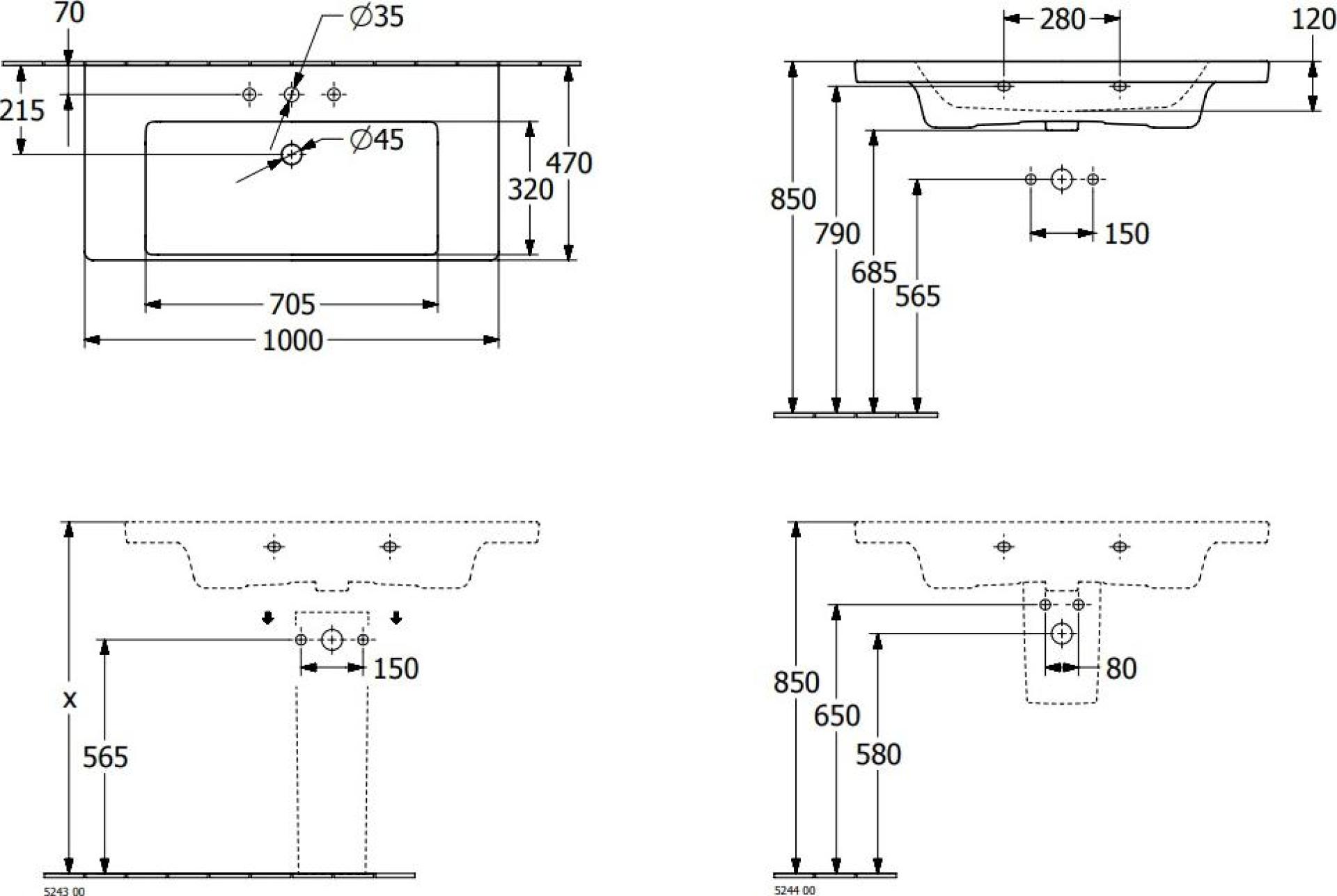 Раковина Villeroy & Boch Subway 3.0 4A70A501, белый