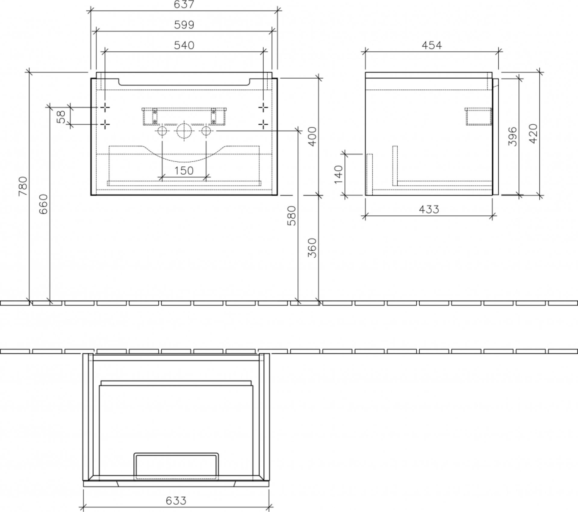 Тумба для комплекта Villeroy & Boch Subway 2.0 65 glossy white