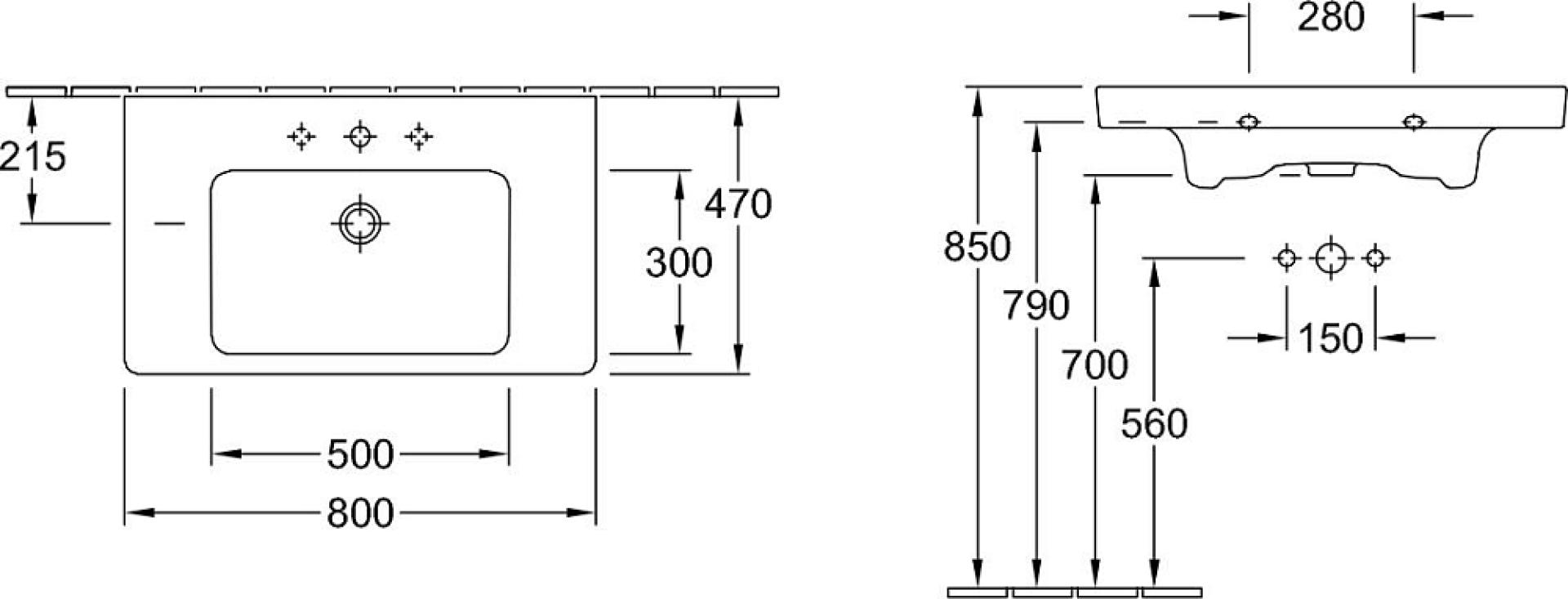 Тумба с раковиной Villeroy & Boch Subway 2.0 80 eiche graphit