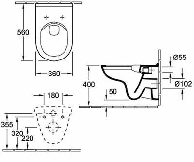 Инсталляция Viega с безободковым унитазом Villeroy&Boch O.novo 5660 HR01, сиденье микролифт, комплект