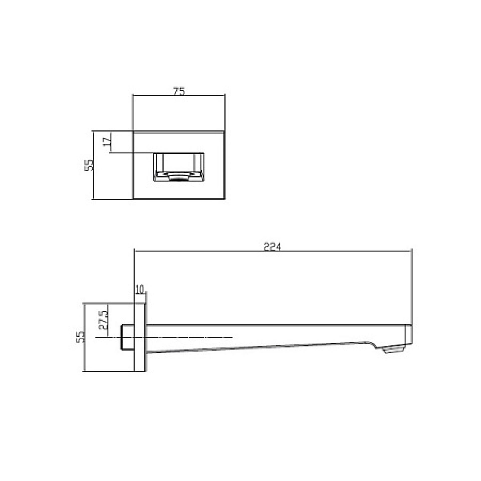 Излив для ванны Villeroy & Boch Architectura Square TVT125002000K5 черный