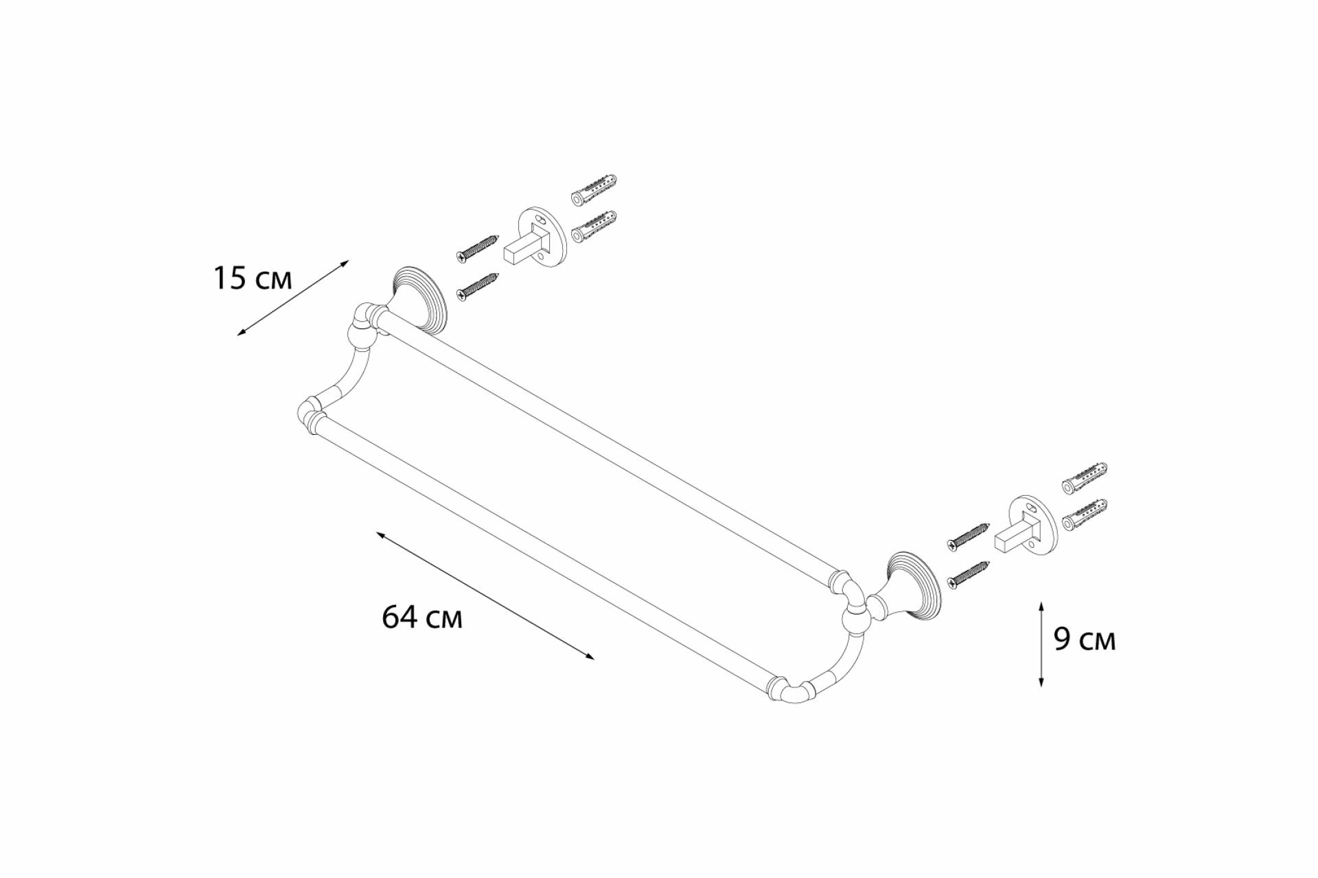 Полотенцедержатель FIXSEN Luksor рубчатый 2-ой FX-71602B