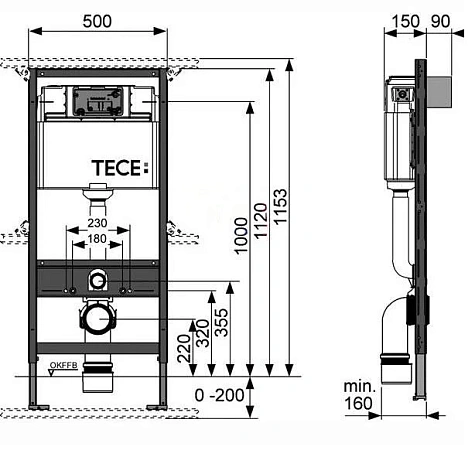 Инсталляция Tece с безободковым унитазом Villeroy&Boch O.novo 5660 HR01, сиденье микролифт, комплект  295377