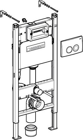 Комплект Система инсталляции для унитазов Geberit Duofix Delta 458.124.21.1 3 в 1 с кнопкой смыва + Подвесной унитаз Villeroy & Boch O'Novo 5660HR01