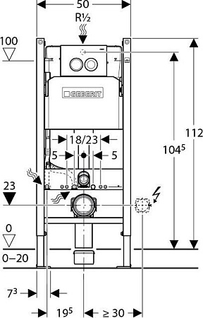 Комплект Система инсталляции для унитазов Geberit Duofix Delta 458.124.21.1 3 в 1 с кнопкой смыва + Подвесной унитаз Villeroy & Boch O'Novo 5660HR01