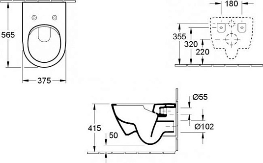 Комплект Подвесной унитаз Villeroy & Boch Subway 2.0 5614R201 alpin + Система инсталляции для унитазов Geberit Duofix Delta 458.124.21.1 3 в 1 с кнопкой смыва