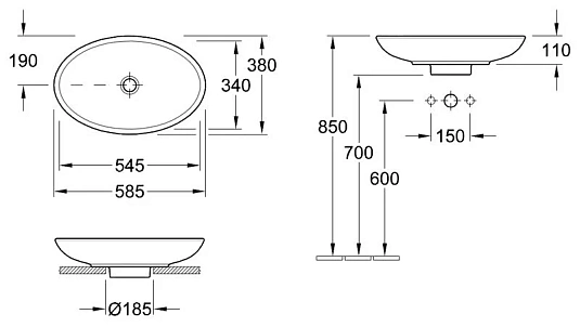 Раковина накладная Villeroy&Boch Loop&Friends 515101R1 белый