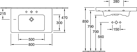 Тумба с раковиной Villeroy & Boch Subway 2.0 80 eiche graphit