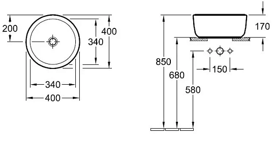 Раковина накладная Villeroy&Boch Architectura 41254001 белый