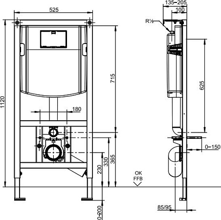 Комплект Villeroy & Boch O Novo 5660D301 с кнопкой смыва