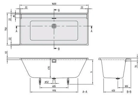 Акриловая ванна Villeroy & Boch Collaro UBA160COR2NV-01 белый