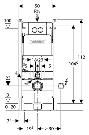 Комплект  Система инсталляции для унитазов Geberit Duofix Delta 458.124.21.1 3 в 1 с кнопкой смыва + Унитаз подвесной Villeroy & Boch O'Novo 5660HR01